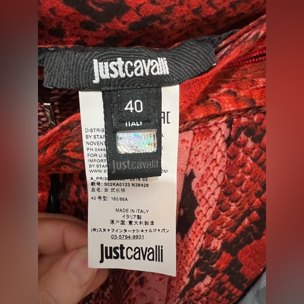 Just Cavalli Red Python Print Palazzo Pants IT 40… - image 9